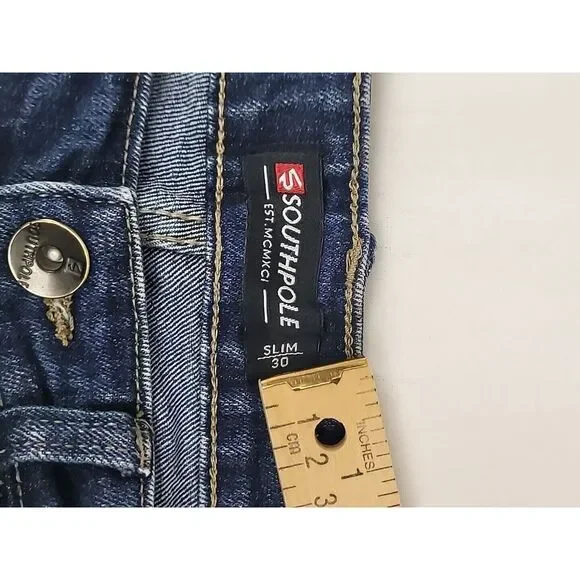 Vintage Southpole Bermuda Jean Shorts Men's 30x11 Y2K Jorts Acid Wash Preppy - Picture 9 of 12